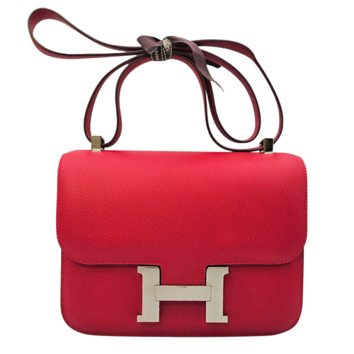 Constance 24 Rouge Casaque  in Epsom Palladium hardware CL2604-20754 1