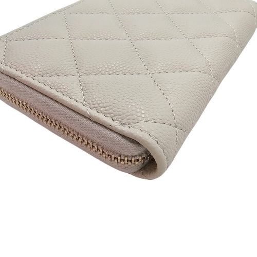 Classic Zipped Coin Purse Grey Card Holder in Caviar Leather Gold hardware