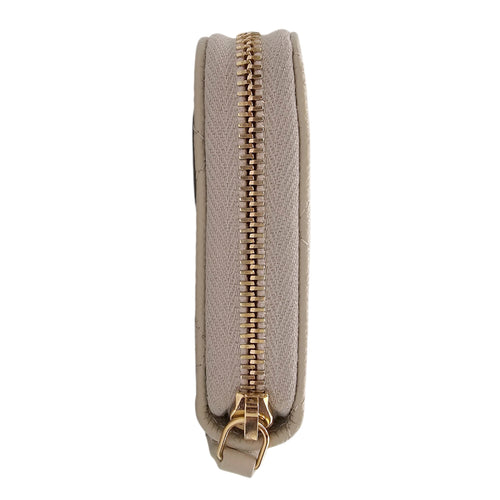 Classic Zipped Coin Purse Grey Card Holder in Caviar Leather Gold hardware