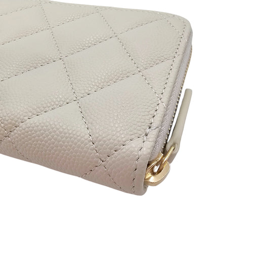Classic Zipped Coin Purse Grey Card Holder in Caviar Leather Gold hardware