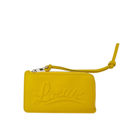 Card Holders/Coin Purse Yellow in Calfskin Silver hardware CL2604-20778 1