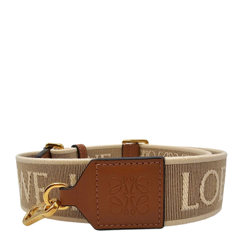 Women's Anagram Jacquard Beige Bag Strap in Canvas Gold hardware CL2604-20779 1