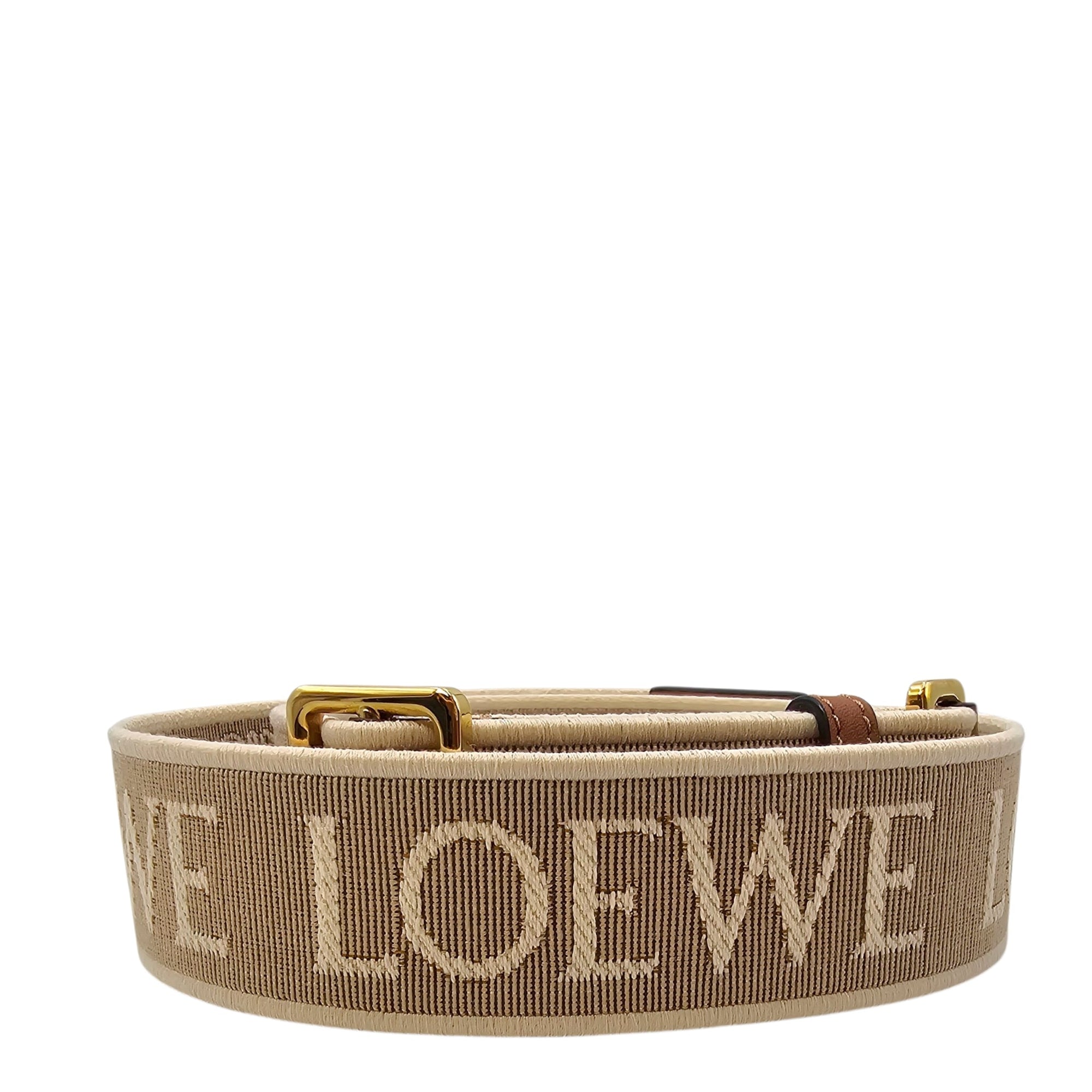Women's Anagram Jacquard Beige Bag Strap in Canvas Gold hardware CL2604-20779 2