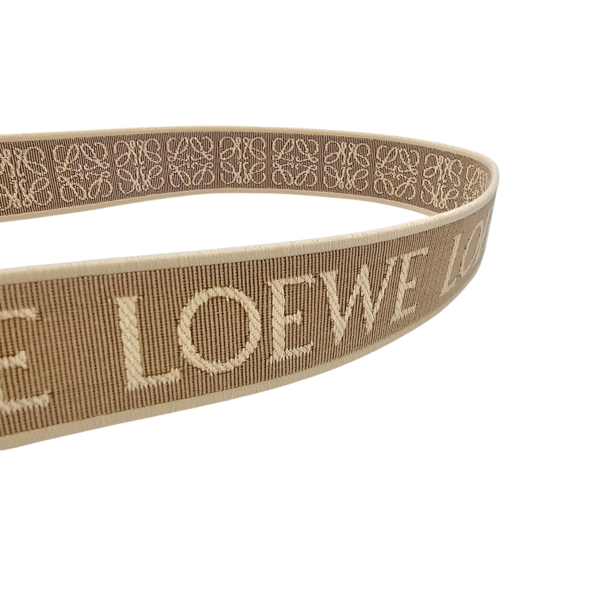 Women's Anagram Jacquard Beige Bag Strap in Canvas Gold hardware CL2604-20779 3
