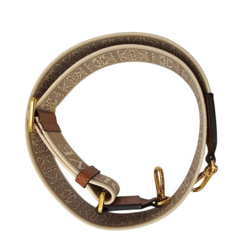 Women's Anagram Jacquard Beige Bag Strap in Canvas Gold hardware CL2604-20779 4