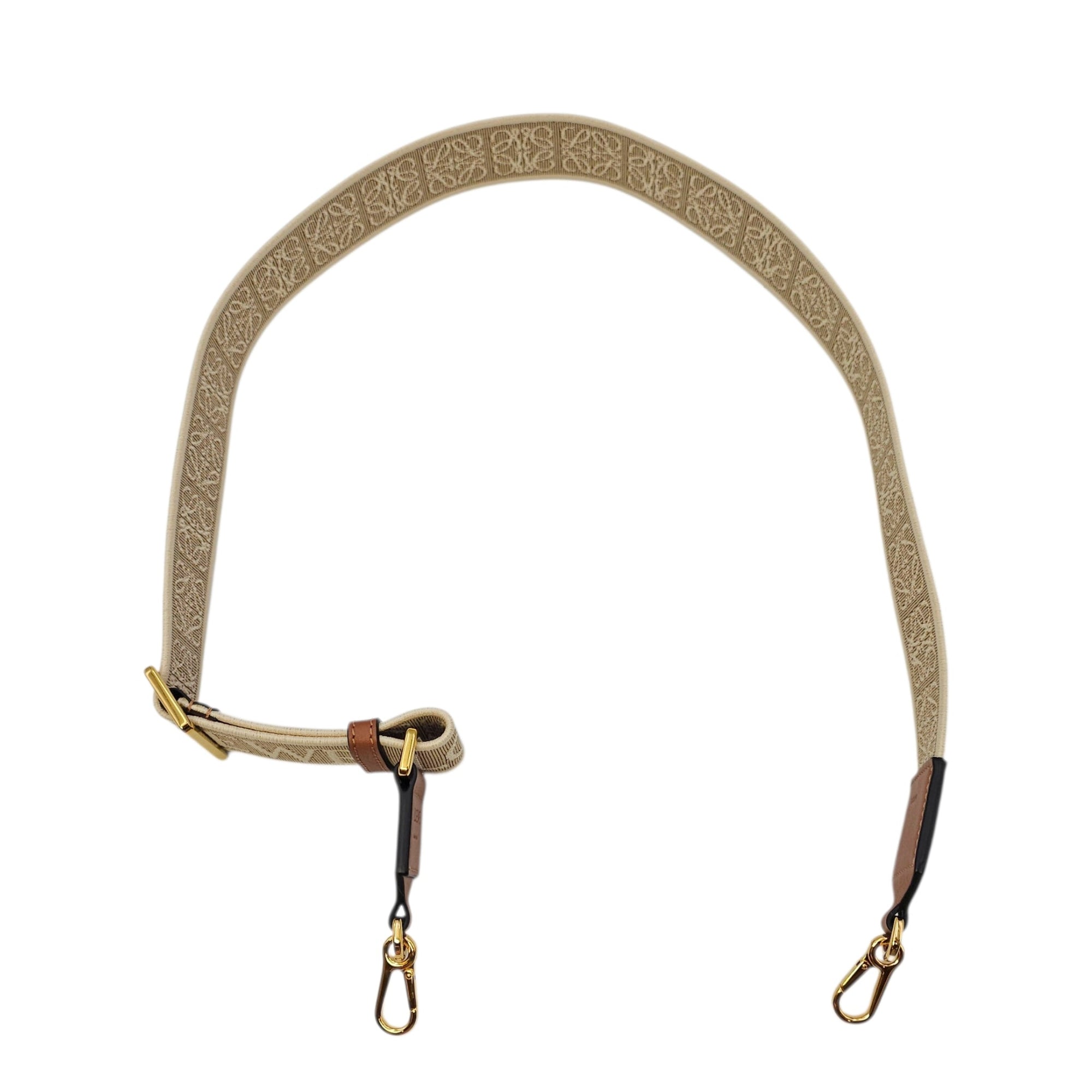 Women's Anagram Jacquard Beige Bag Strap in Canvas Gold hardware CL2604-20779 5