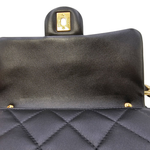 Quilted 22A Flap Small Black Shoulder Bag in Caviar Leather Gold hardware CL2604-20780 12