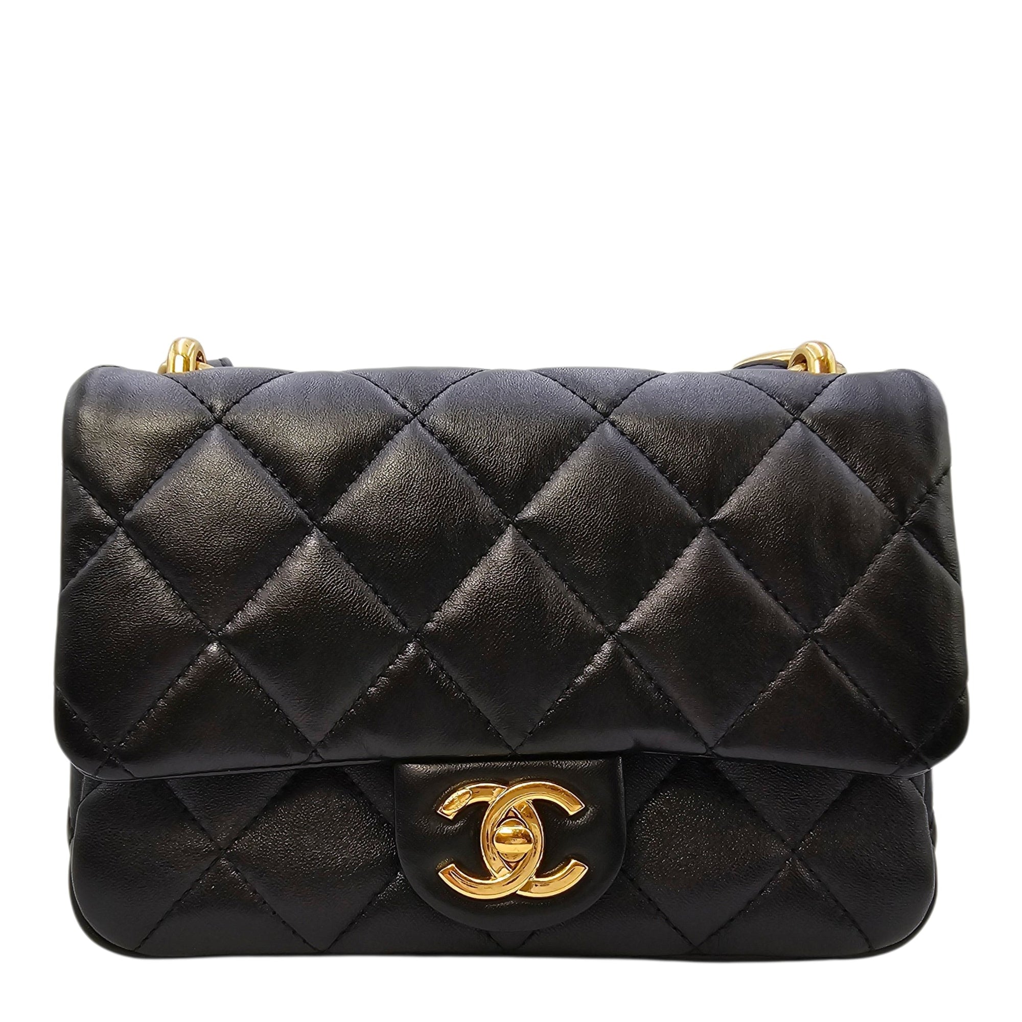 Quilted 22A Flap Small Black Shoulder Bag in Caviar Leather Gold hardware CL2604-20780 3