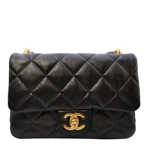 Quilted 22A Flap Small Black Shoulder Bag in Caviar Leather Gold hardware CL2604-20780 3