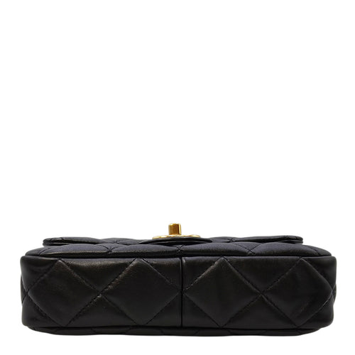 Quilted 22A Flap Small Black Shoulder Bag in Caviar Leather Gold hardware CL2604-20780 7
