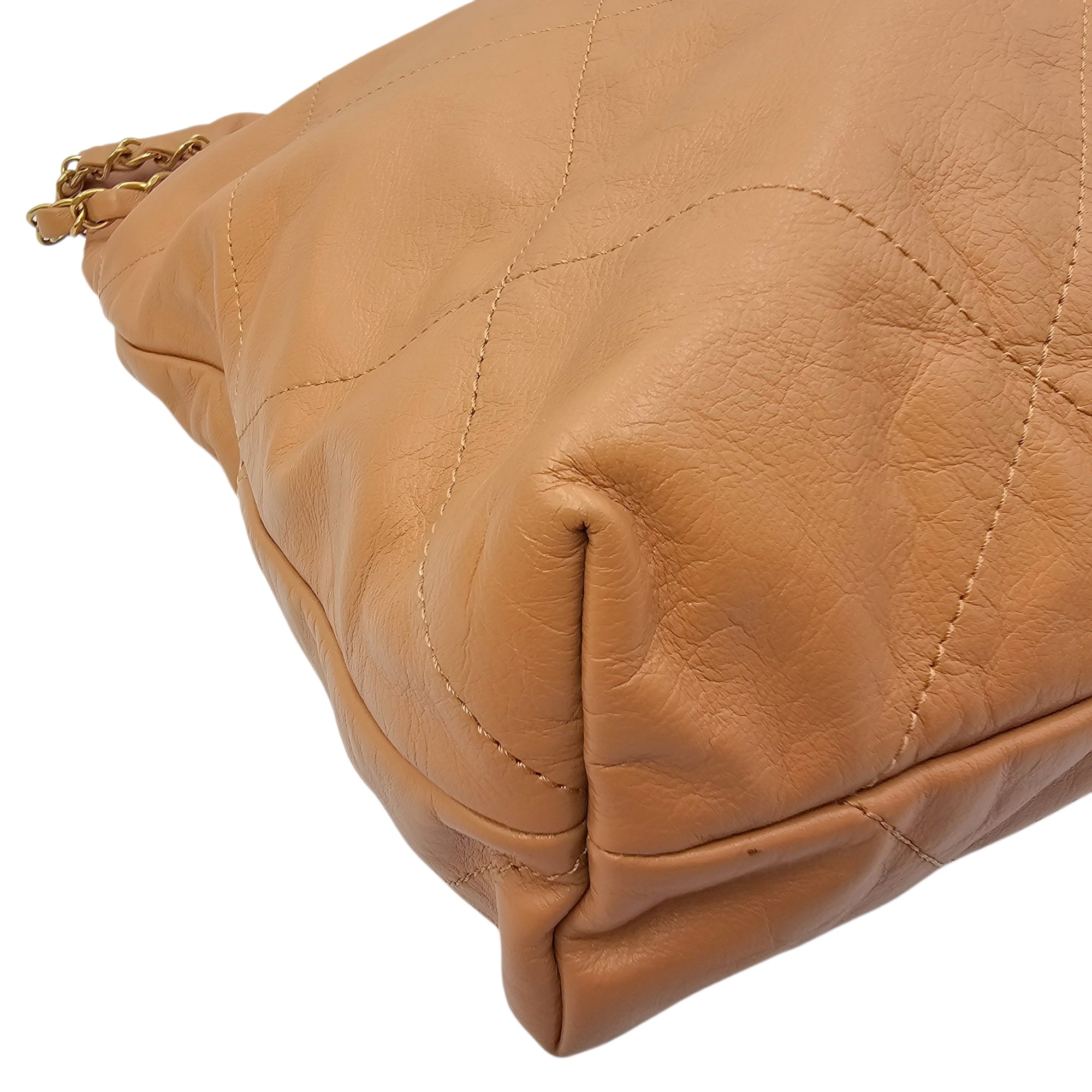 C22 Brown Shoulder Bag in Calfskin Gold hardware