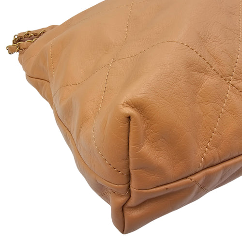 C22 Brown Shoulder Bag in Calfskin Gold hardware