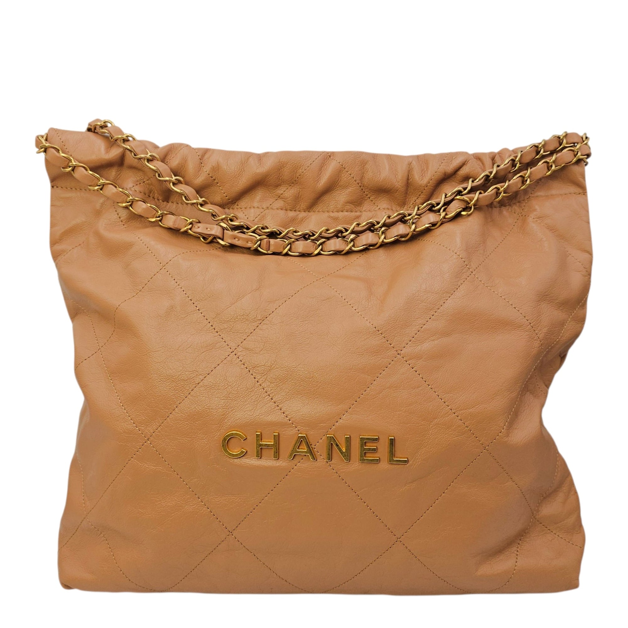C22 Medium Caramel Shoulder Bag in Calfskin Gold hardware CL2604-20795 14