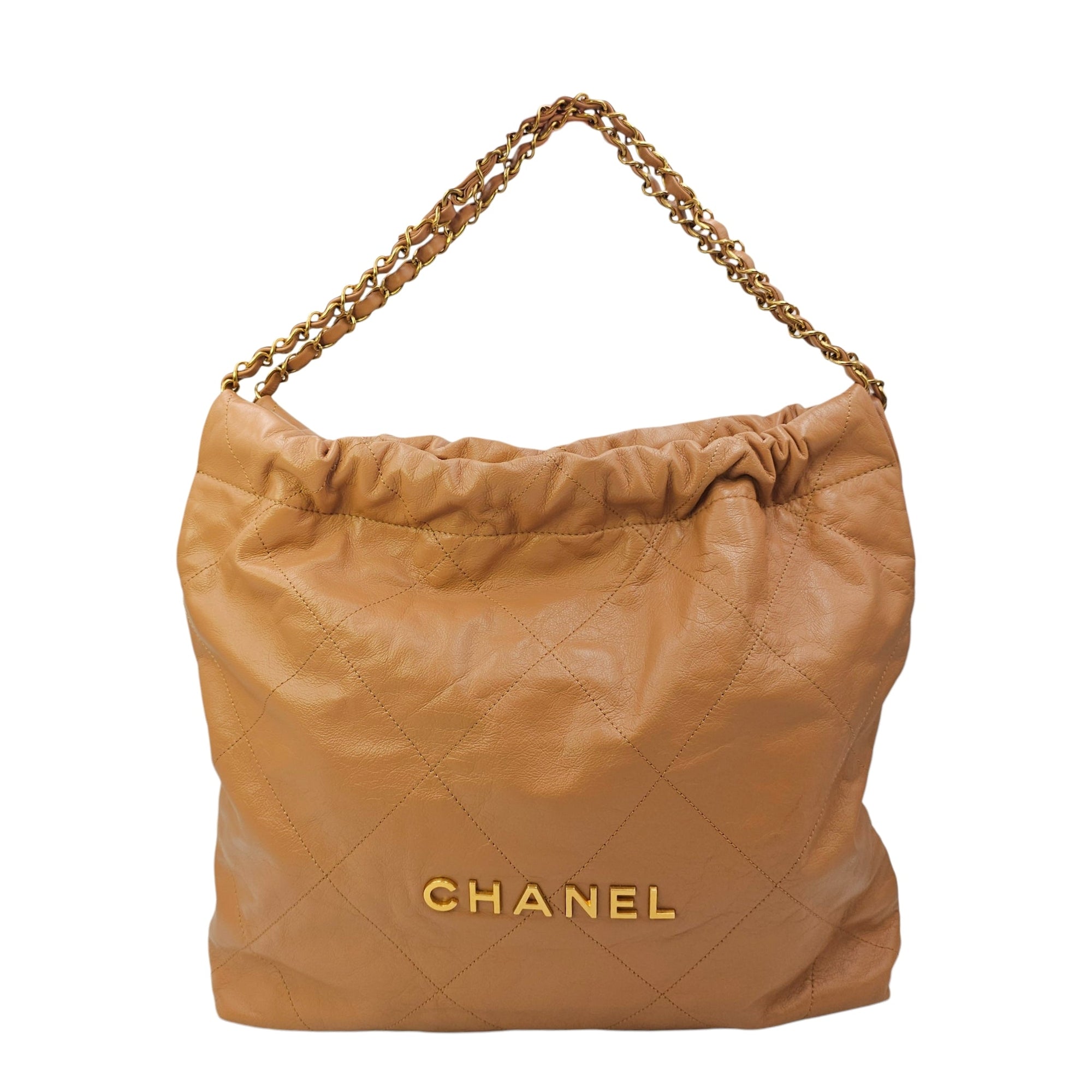 C22 Medium Caramel Shoulder Bag in Calfskin Gold hardware CL2604-20795 15
