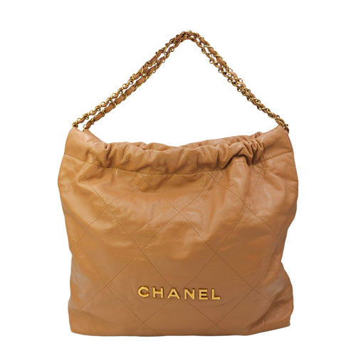 C22 Medium Caramel Shoulder Bag in Calfskin Gold hardware CL2604-20795 15