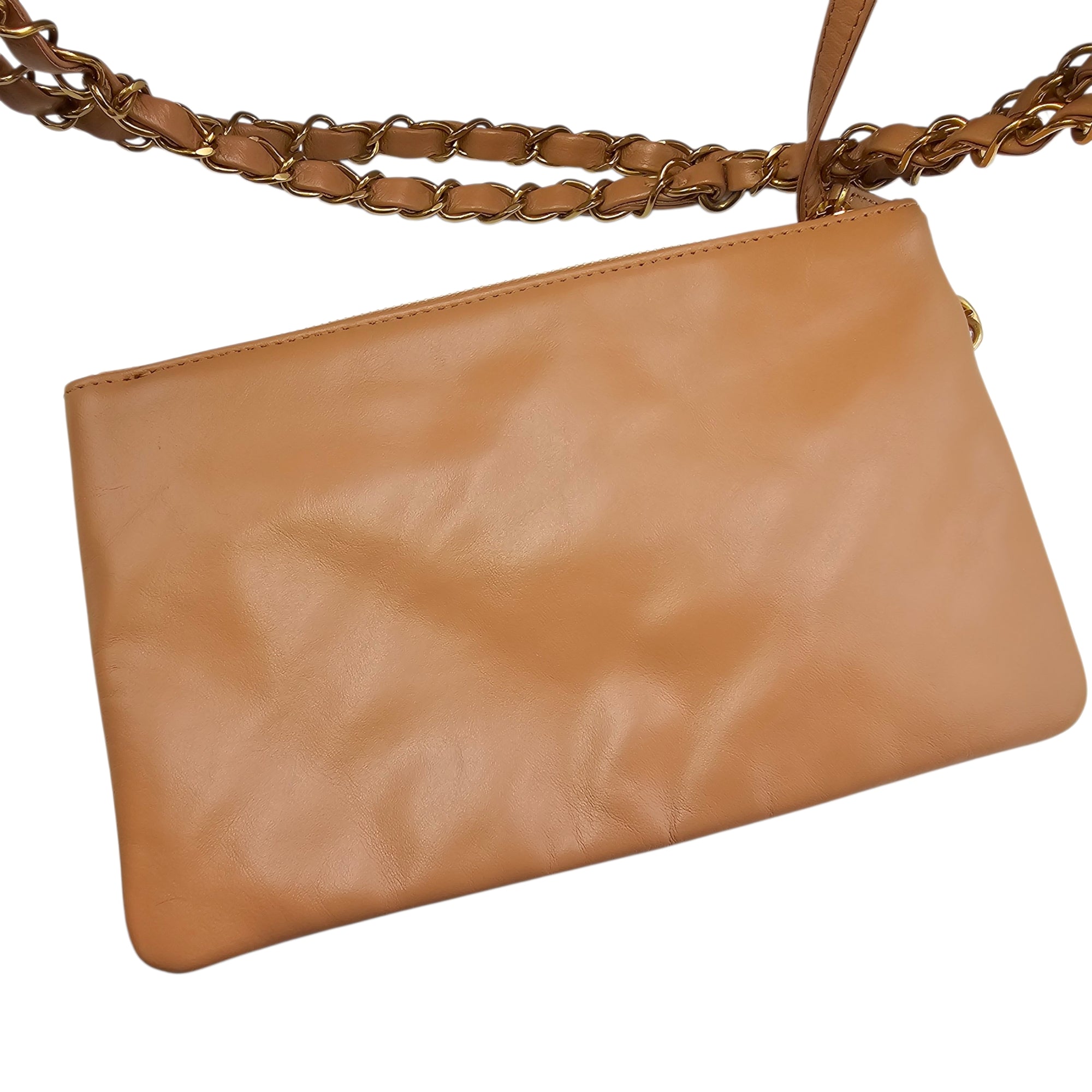 C22 Brown Shoulder Bag in Calfskin Gold hardware