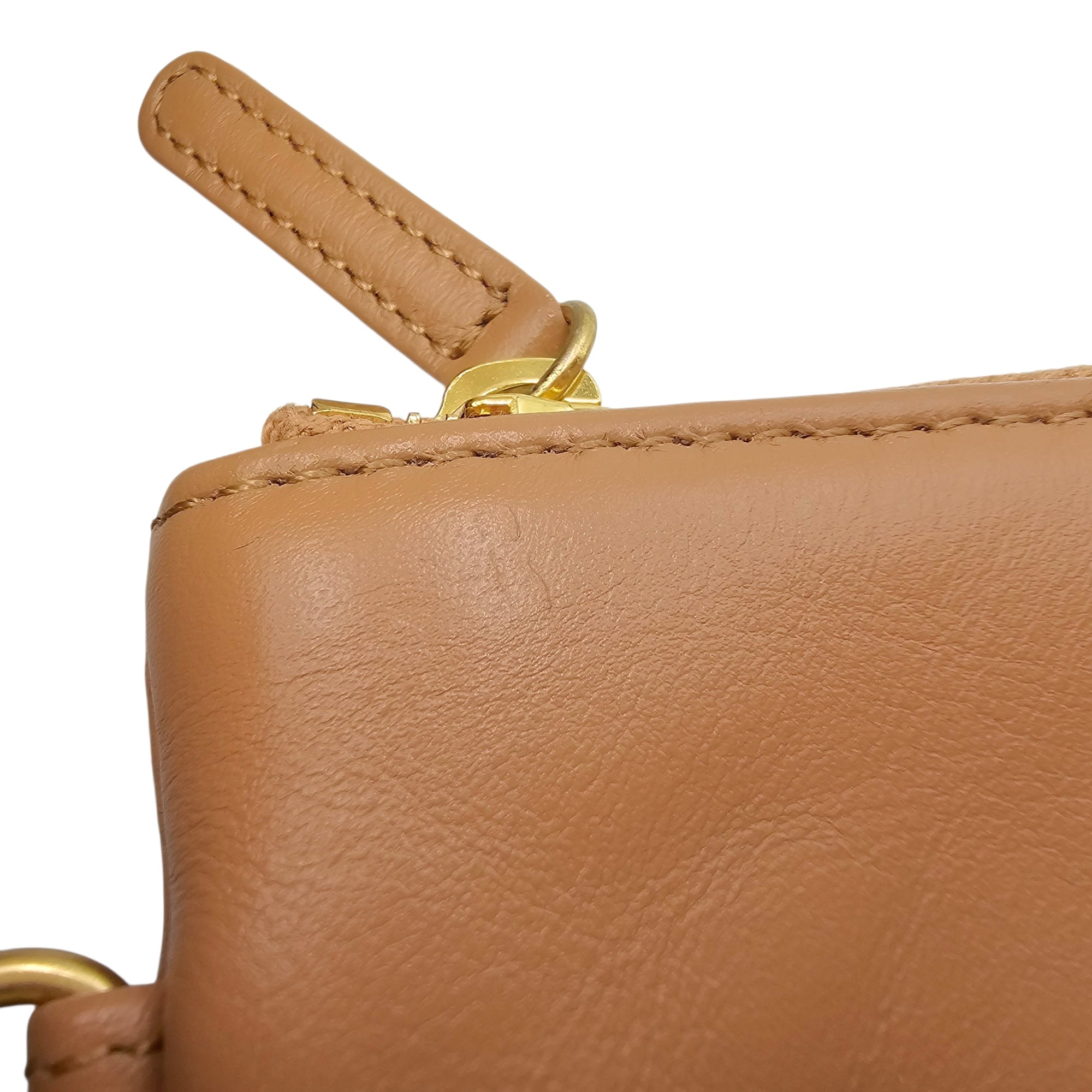 C22 Brown Shoulder Bag in Calfskin Gold hardware