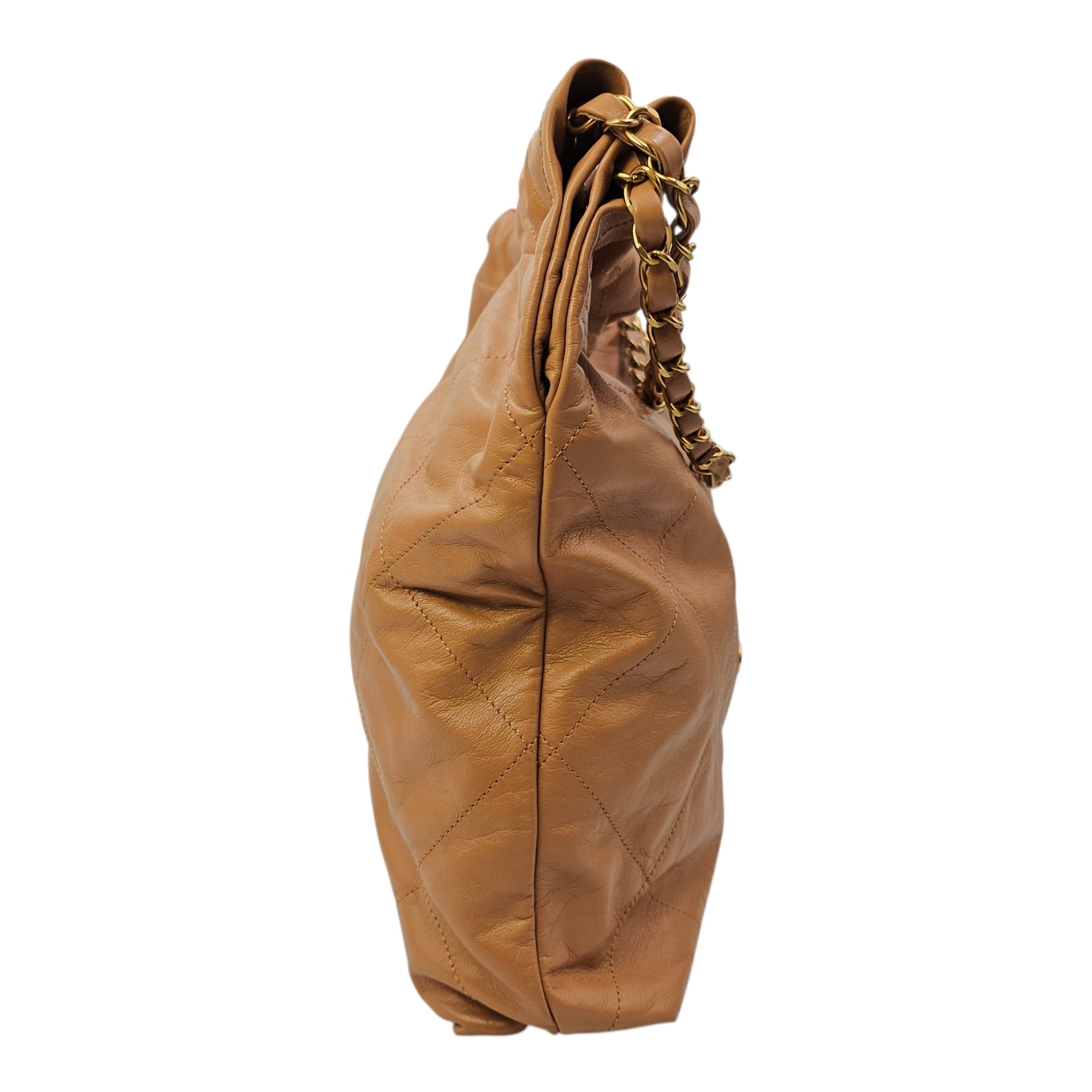 C22 Brown Shoulder Bag in Calfskin Gold hardware