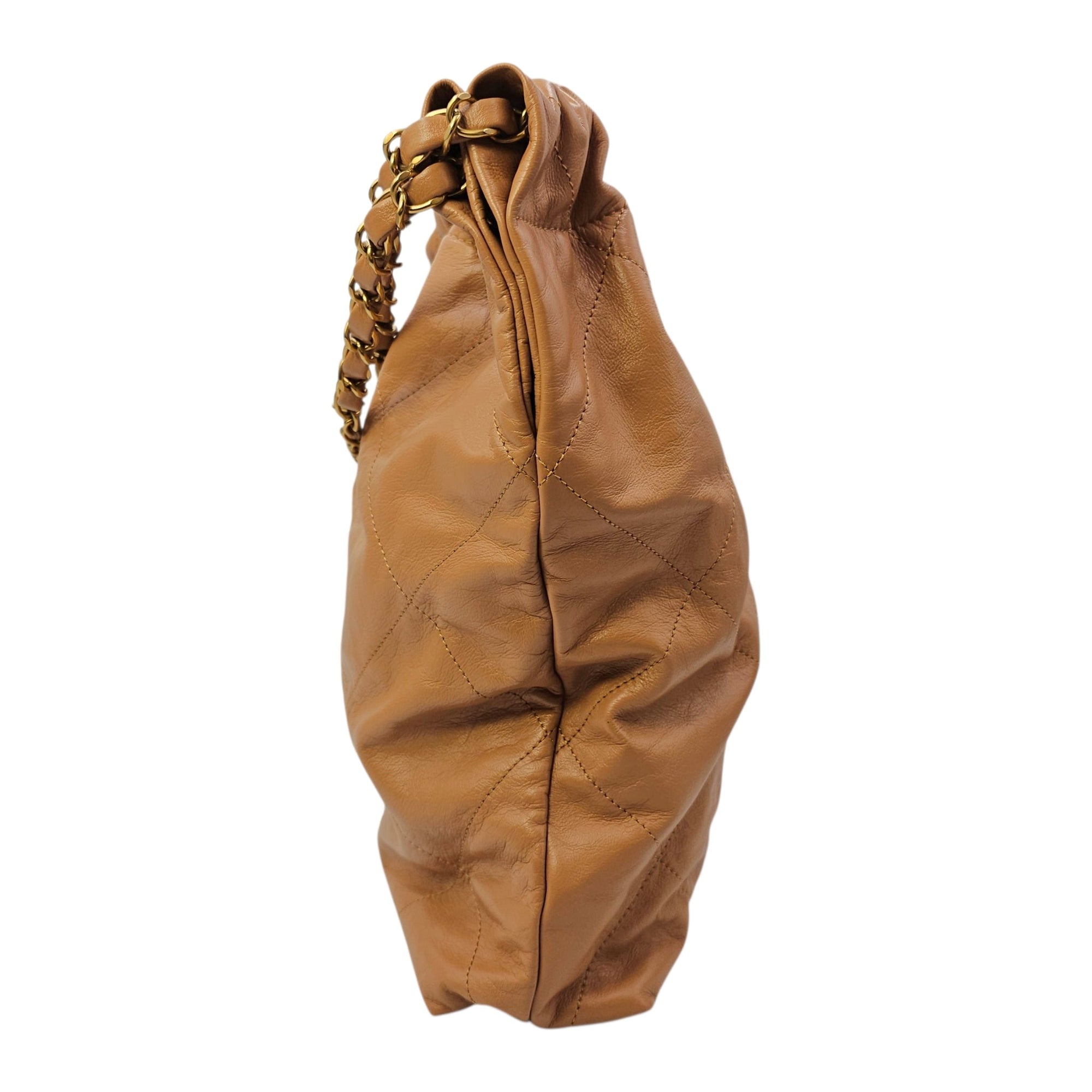 C22 Medium Caramel Shoulder Bag in Calfskin Gold hardware CL2604-20795 4