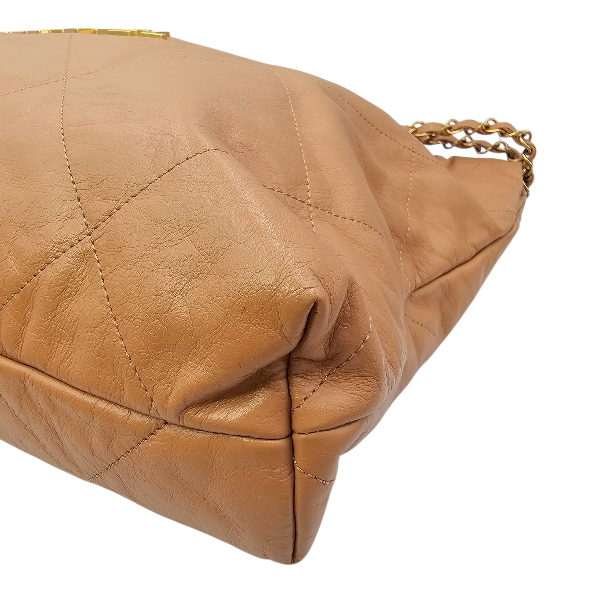 C22 Brown Shoulder Bag in Calfskin Gold hardware