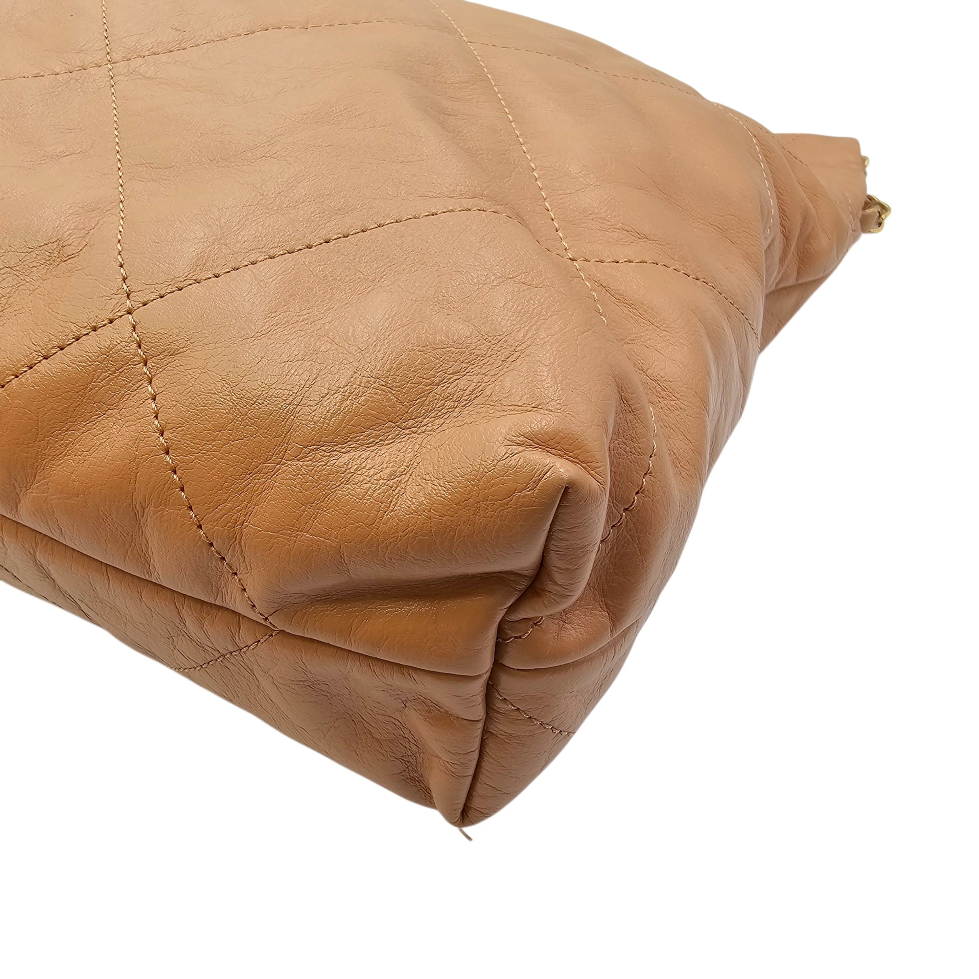 C22 Brown Shoulder Bag in Calfskin Gold hardware