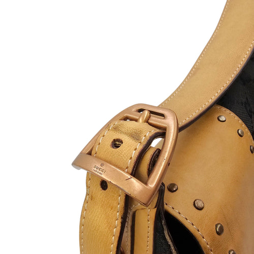 Horsebit Chain Medium Black Shoulder Bag Matte Gold hardware CL2604-20800 11