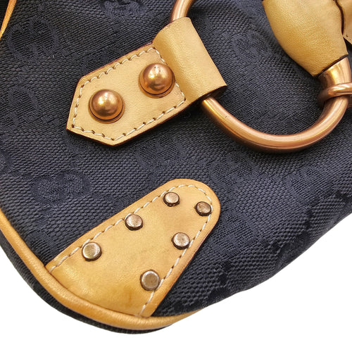Horsebit Chain Medium Black Shoulder Bag Matte Gold hardware CL2604-20800 19