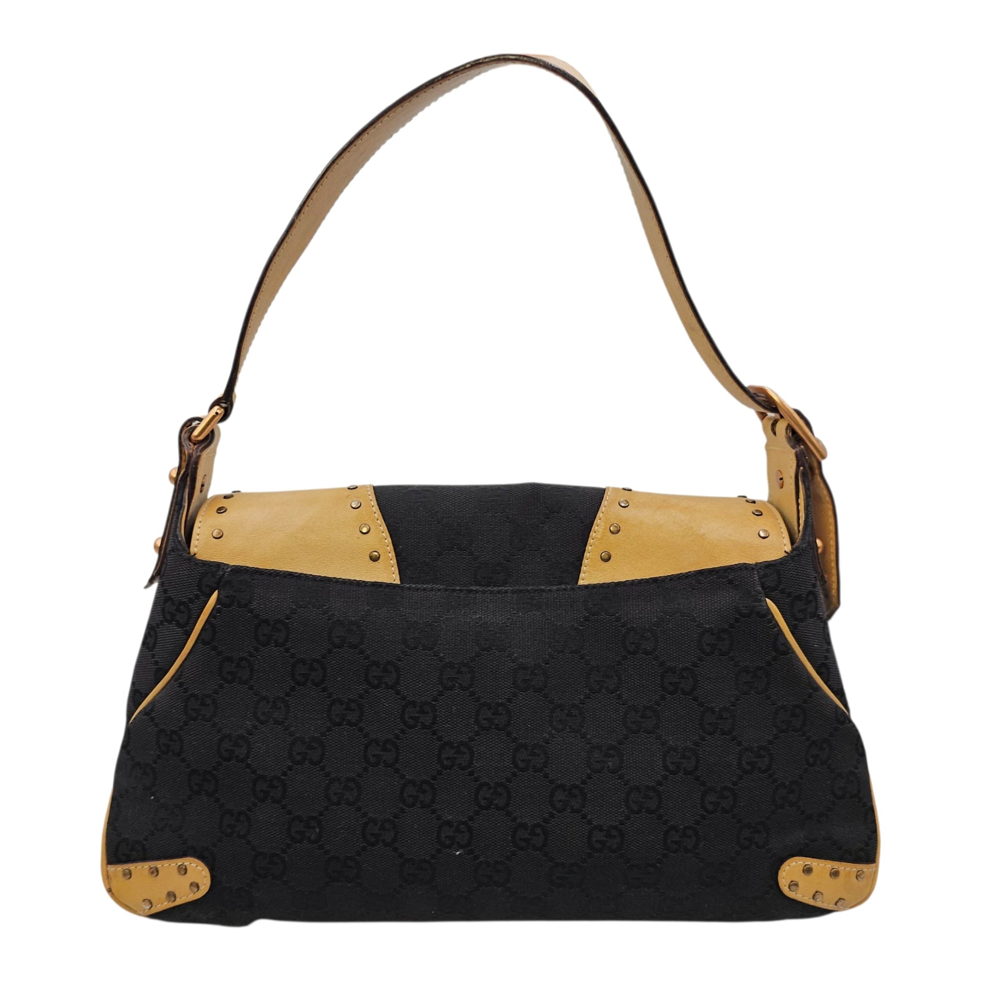 Horsebit Chain Medium Black Shoulder Bag Matte Gold hardware CL2604-20800 2