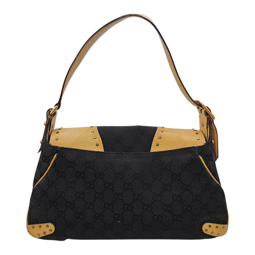 Horsebit Chain Medium Black Shoulder Bag Matte Gold hardware CL2604-20800 2