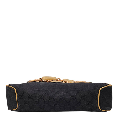 Horsebit Chain Medium Black Shoulder Bag Matte Gold hardware CL2604-20800 5
