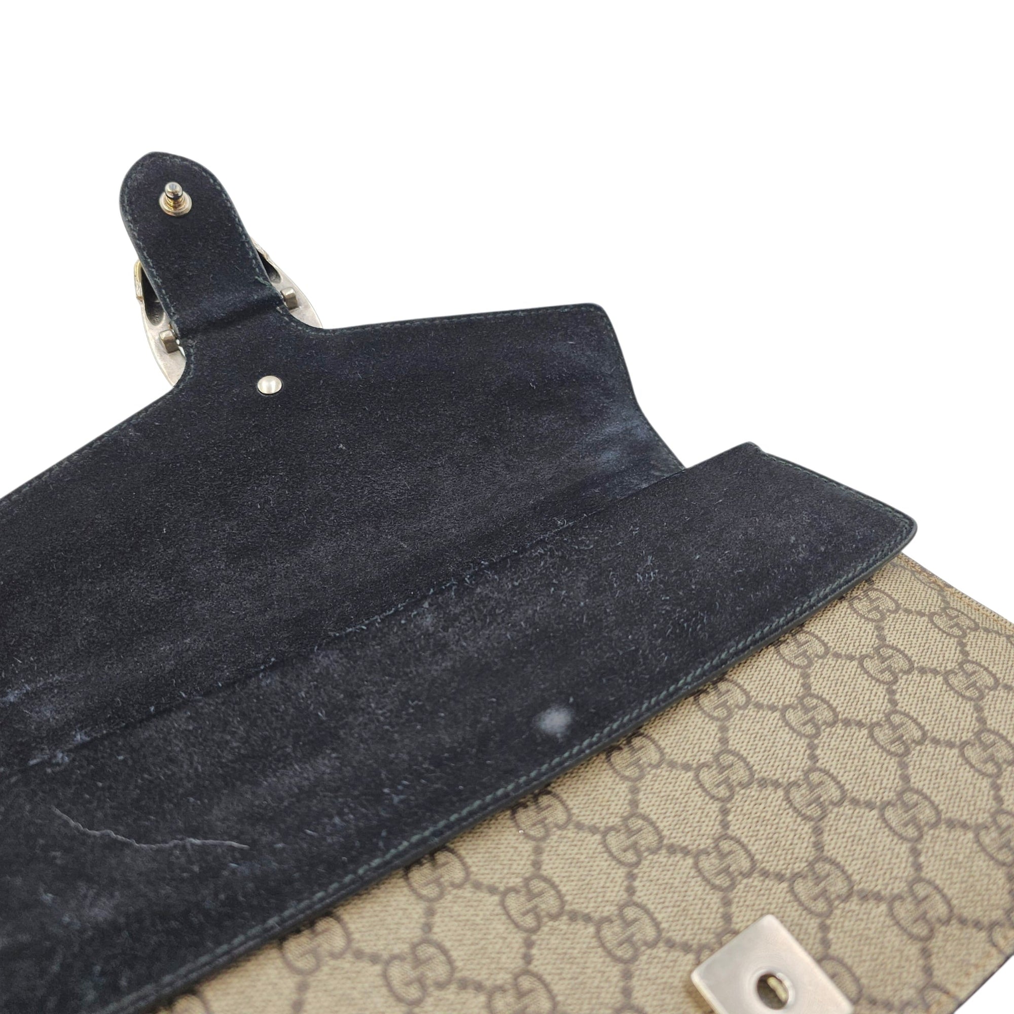 Dionysus GG Supreme with Tiger Head Spur Closure Black Shoulder Bag in Canvas Silver hardware CL2604-20801 15