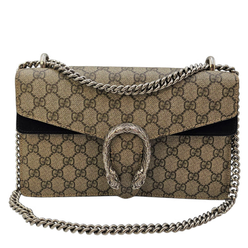 Dionysus GG Supreme with Tiger Head Spur Closure Black Shoulder Bag in Canvas Silver hardware CL2604-20801 16