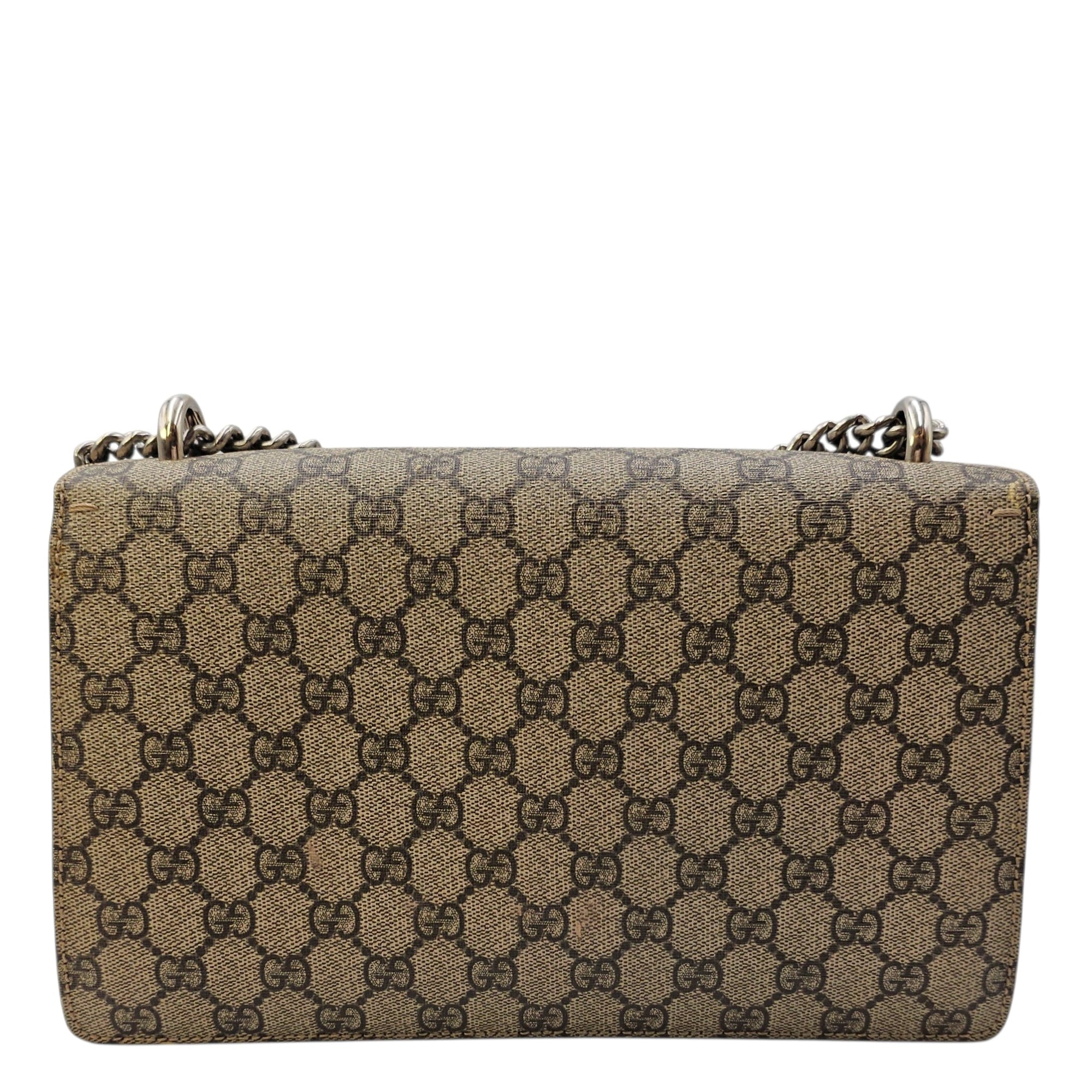 Dionysus GG Supreme with Tiger Head Spur Closure Black Shoulder Bag in Canvas Silver hardware CL2604-20801 2