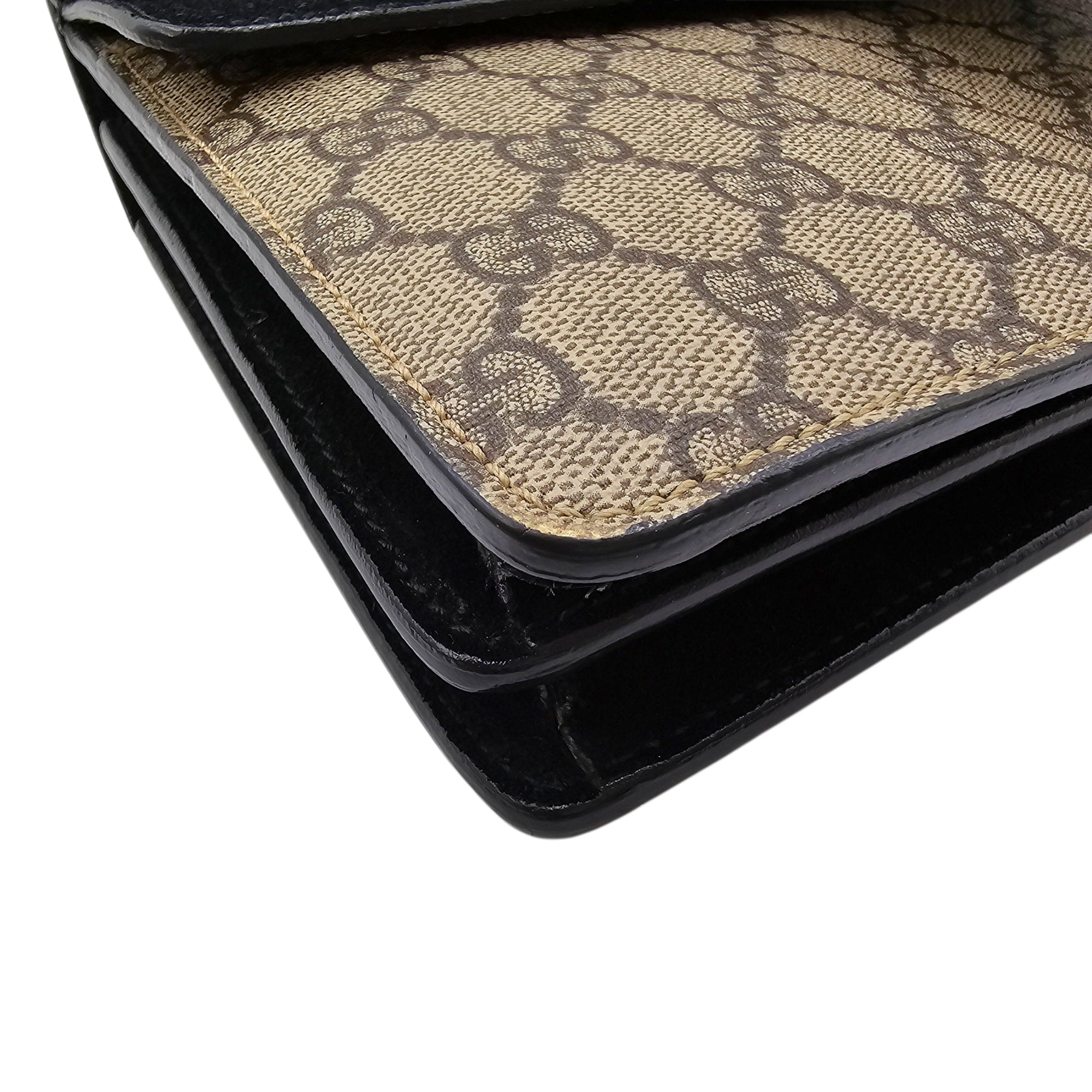 Dionysus GG Supreme with Tiger Head Spur Closure Black Shoulder Bag in Canvas Silver hardware CL2604-20801 7