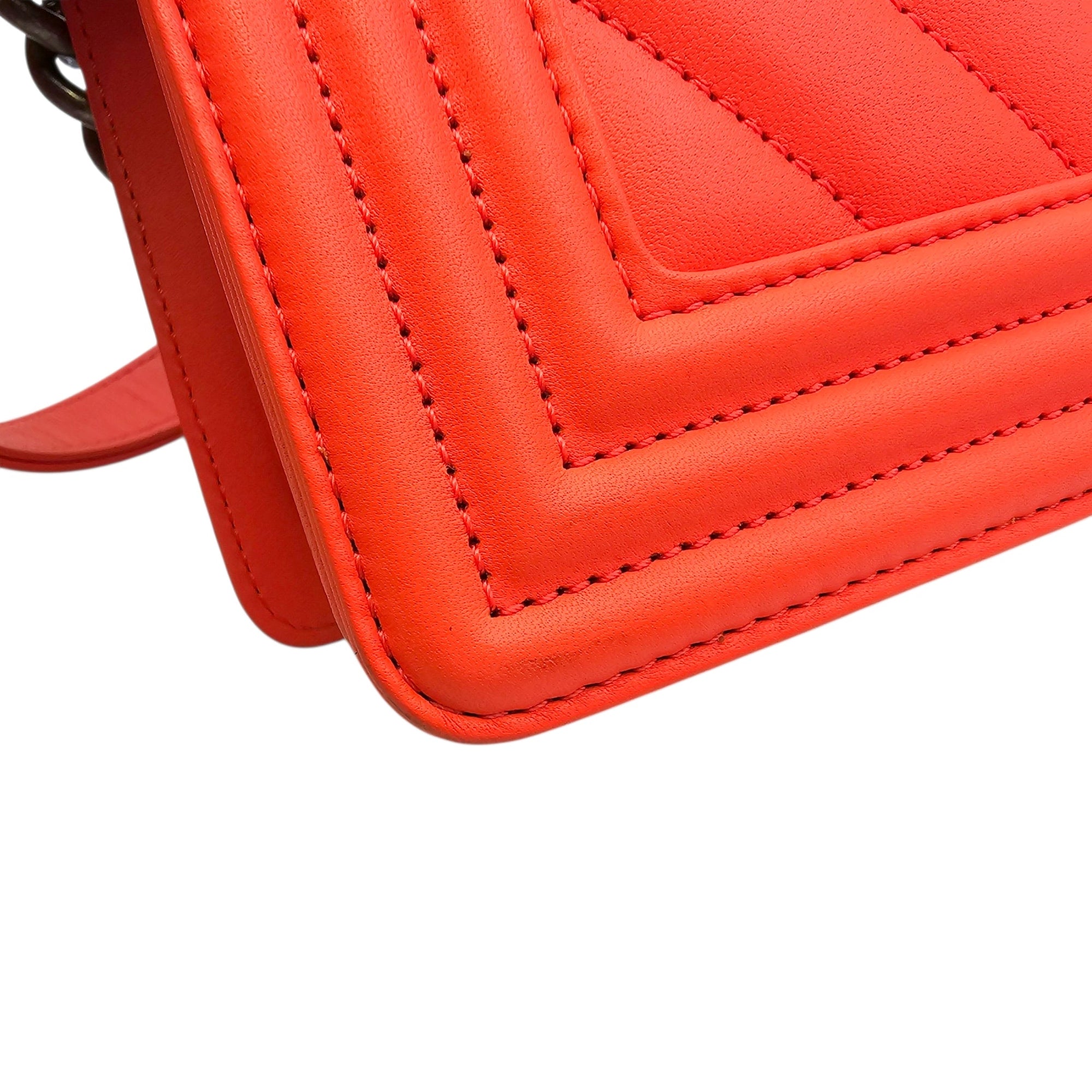 Le Boy Medium Orange Shoulder Bag in Calfskin Ruthenium hardware CL2604-20808 13