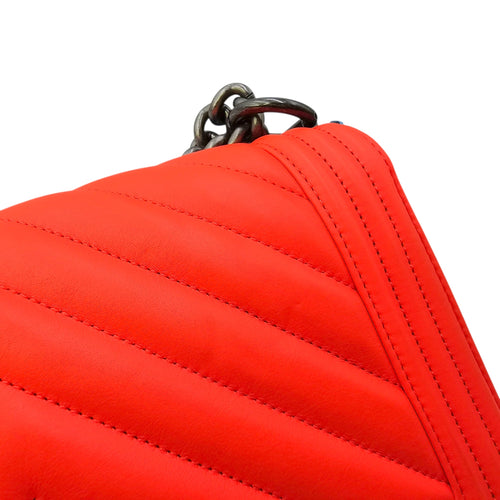 Le Boy Medium Orange Shoulder Bag in Calfskin Ruthenium hardware CL2604-20808 14