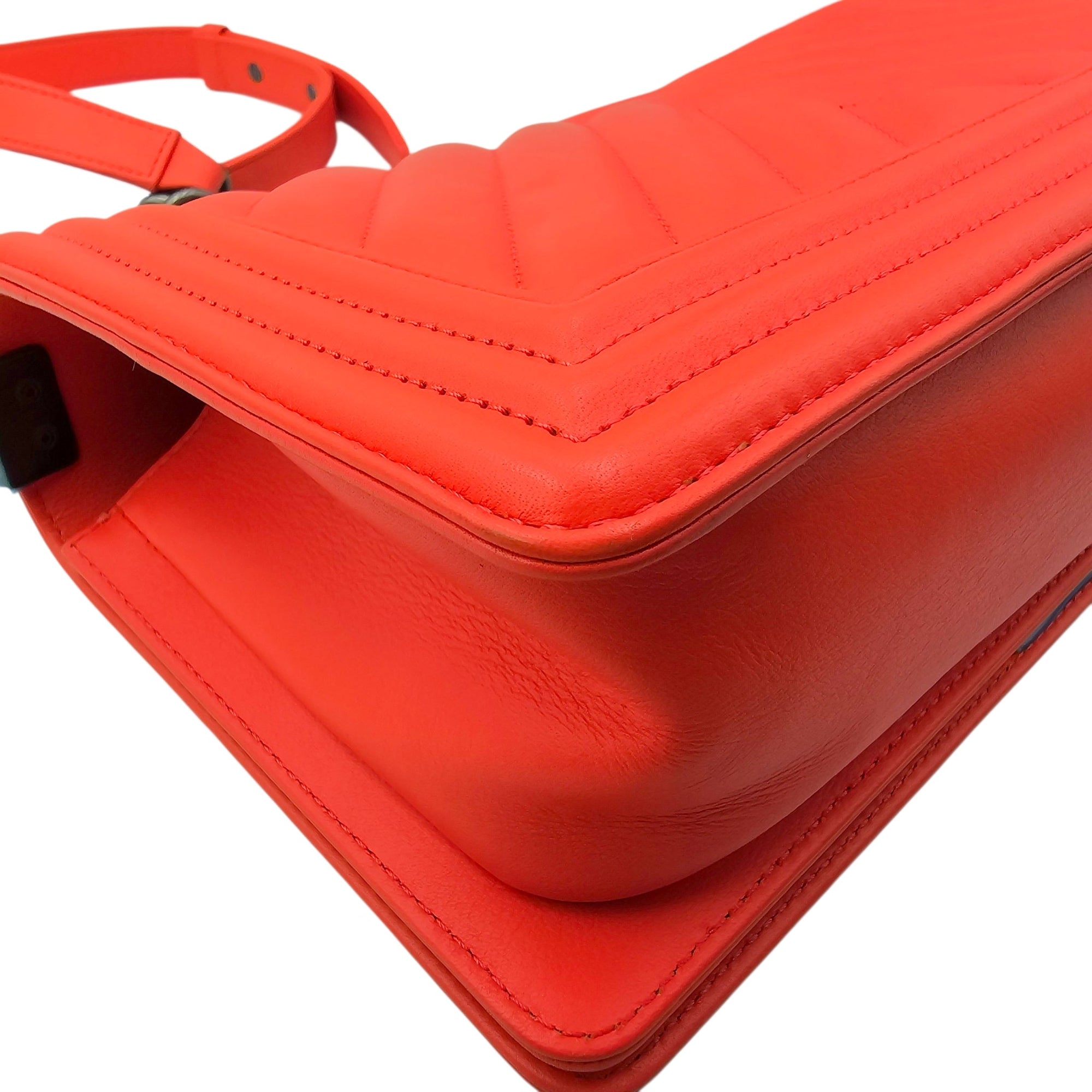 Le Boy Medium Orange Shoulder Bag in Calfskin Ruthenium hardware CL2604-20808 15