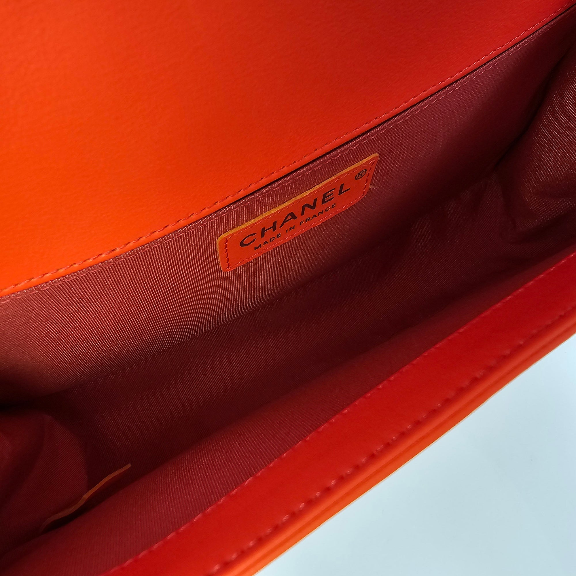 Le Boy Medium Orange Shoulder Bag in Calfskin Ruthenium hardware CL2604-20808 18