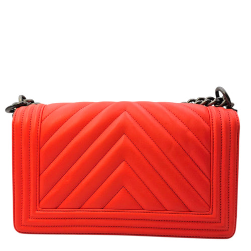 Le Boy Medium Orange Shoulder Bag in Calfskin Ruthenium hardware CL2604-20808 2