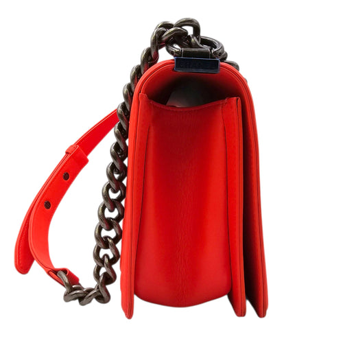 Le Boy Medium Orange Shoulder Bag in Calfskin Ruthenium hardware CL2604-20808 3