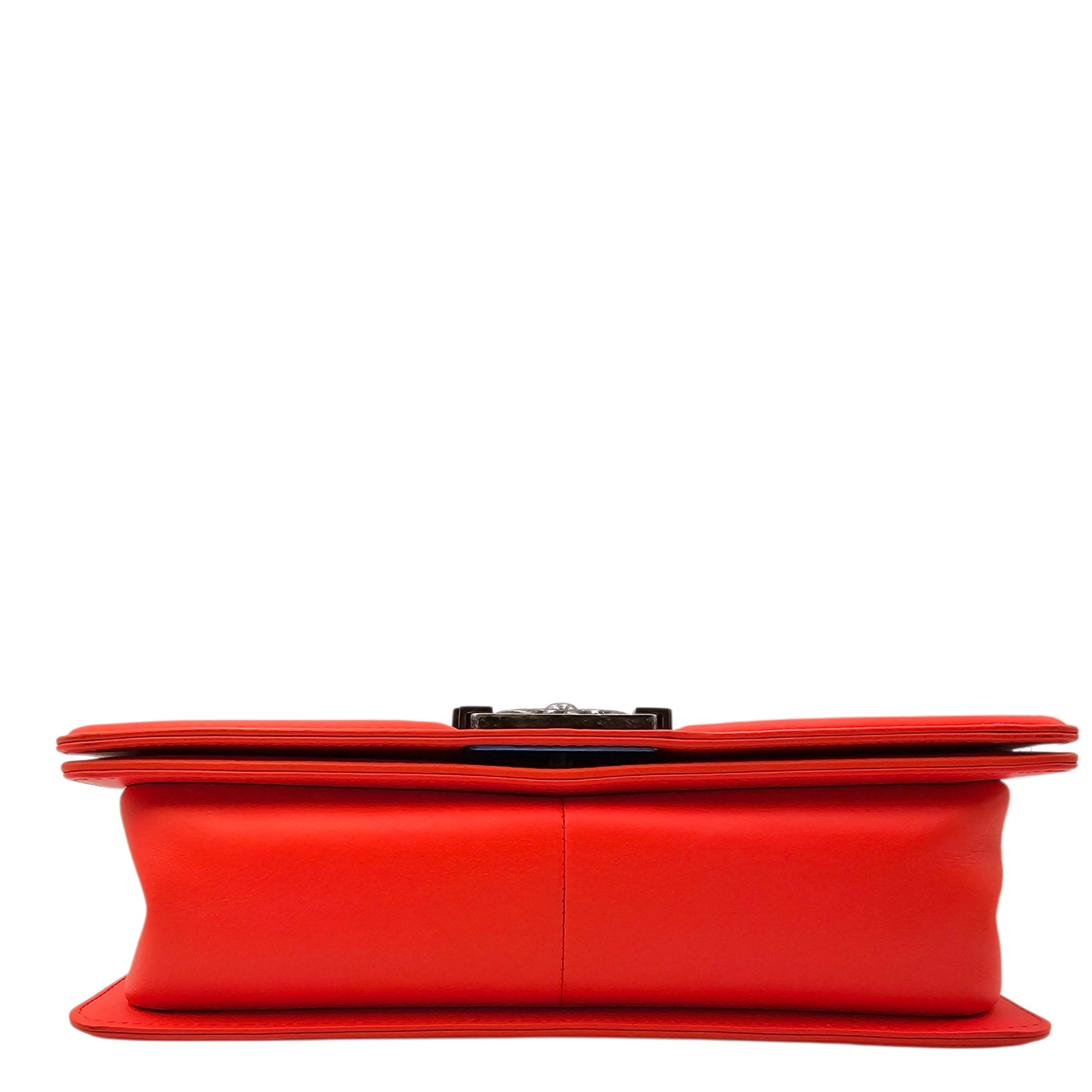 Le Boy Medium Orange Shoulder Bag in Calfskin Ruthenium hardware CL2604-20808 4