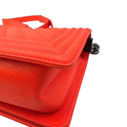 Le Boy Medium Orange Shoulder Bag in Calfskin Ruthenium hardware CL2604-20808 6
