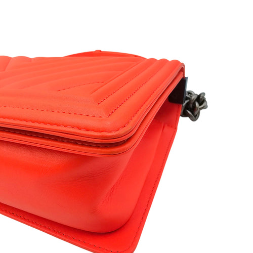 Le Boy Medium Orange Shoulder Bag in Calfskin Ruthenium hardware CL2604-20808 7