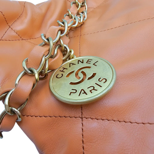 C22 Small Peach  Shoulder Bag in Calfskin Gold hardware CL2604-20809 16