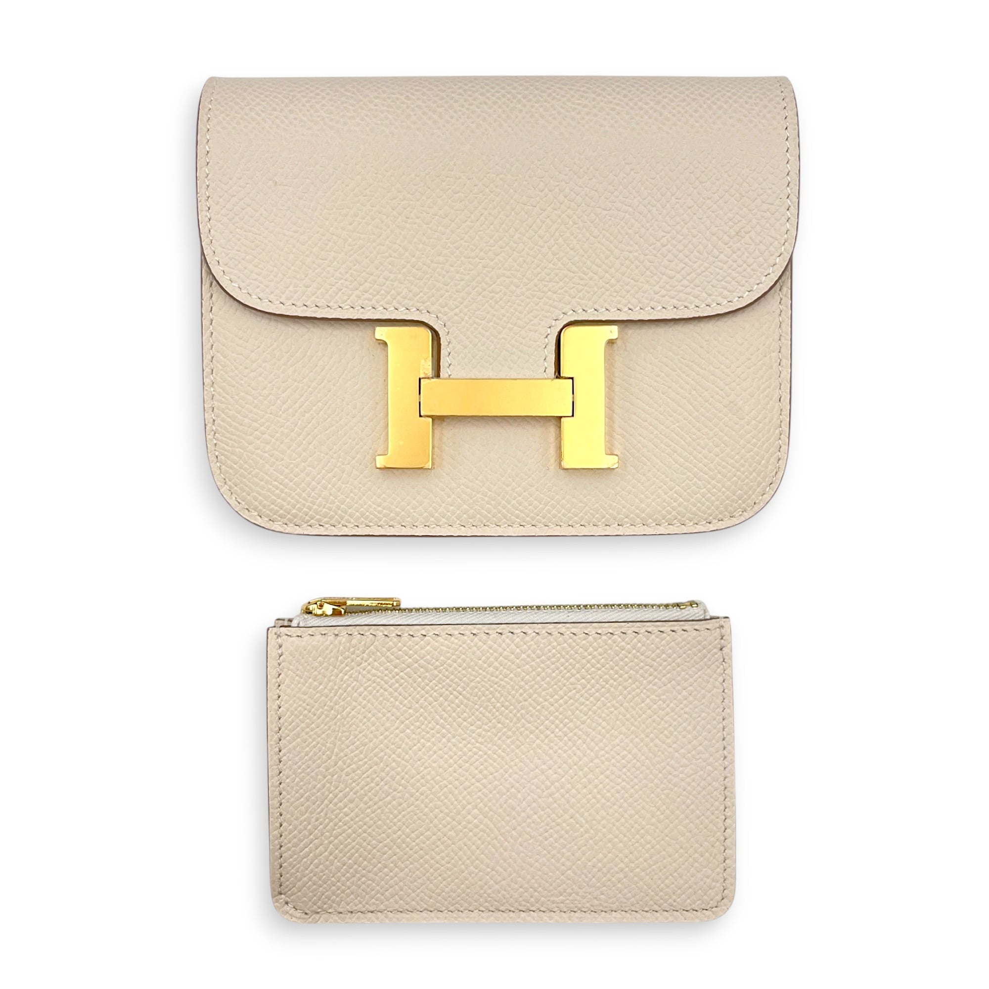 Constance Slim Craie Wallet in Epsom Gold hardware CL2604-20815 8