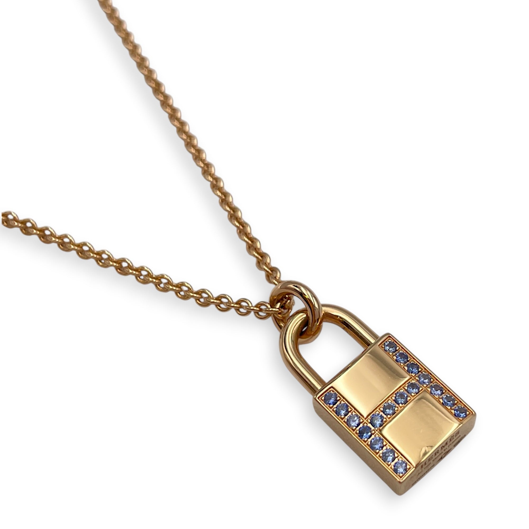 Kelly Cadenas Pendant, Blue Sapphire Necklace in Rose Gold Hardware CL2604-20817 3