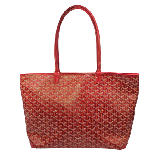Artois MM Red Tote Bag in Canvas Silver hardware