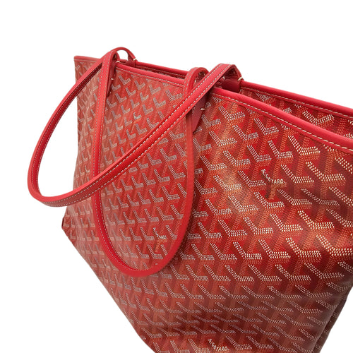 Artois MM Red Tote Bag in Canvas Silver hardware