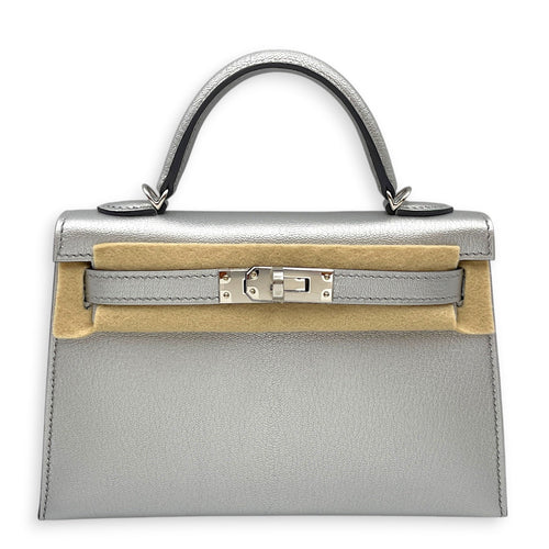 Sellier Kelly 20 Argent in Chevre Chamkilight Palladium hardware CL2604-20824 1