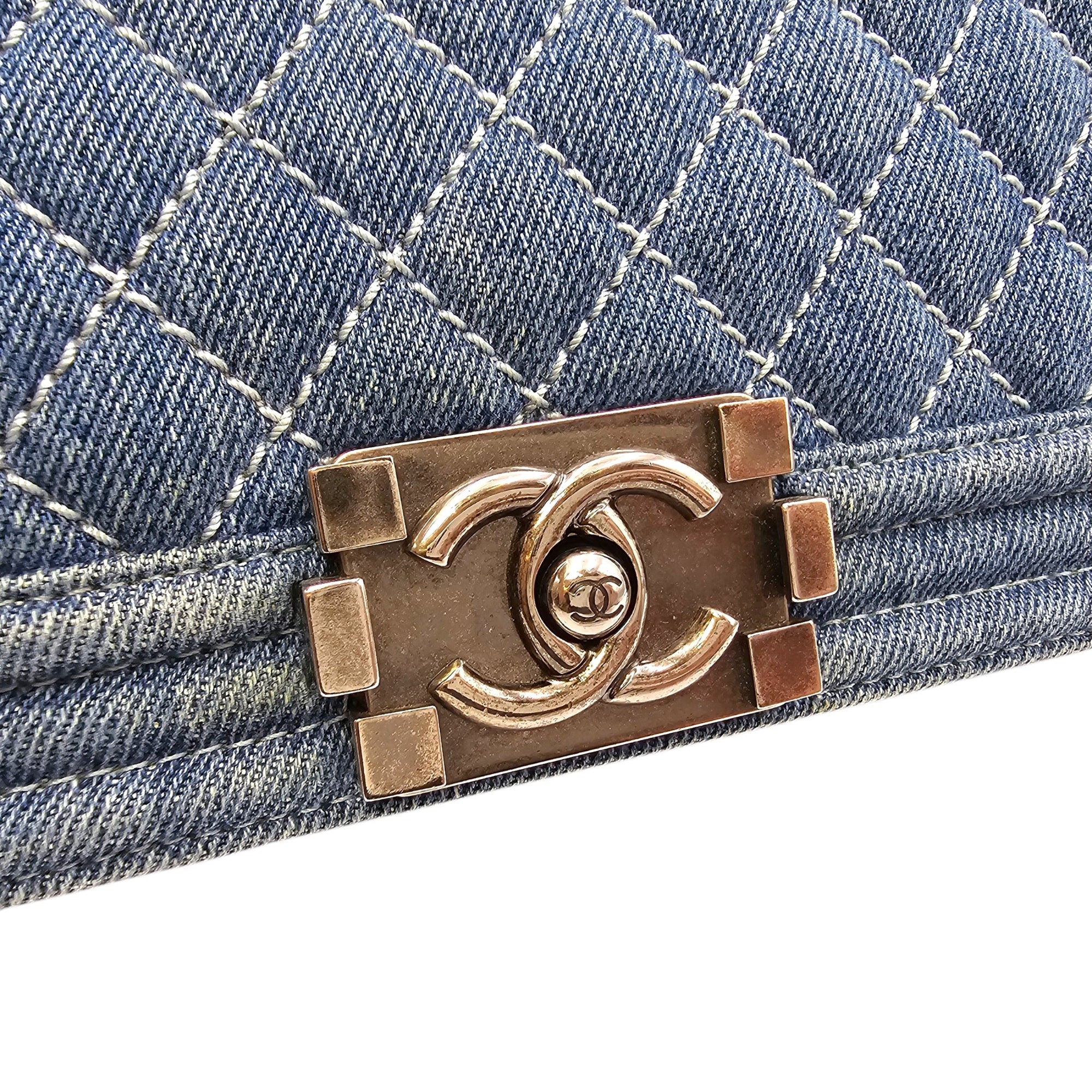 Le boy Flap Large Blue Shoulder Bag in Denim Ruthenium hardware CL2604-20836 12